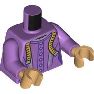 Lego Torso, Shirt, Buttons, Tape Measure print, Medium Lavender Arms, Warm Tan Hands / Medium Lavender