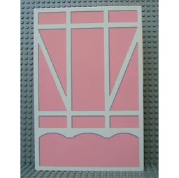 Scala, Building, Wall, Vertical Grooved 18 x 2 x 22 2/3, with Tudor Frame Light Salmon on White Print / Light Yellow