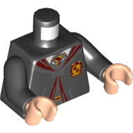 Lego Torso Robe, Clasp, Dark Bluish Gray Sweater, Gryffindor Crest Print, Black Arms, Light Nougat Hands / Black