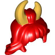 Lego Hair Mid-length, Pearl Gold Horns Print / Red