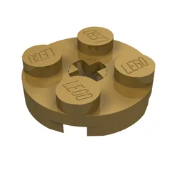 Plate Round 2 x 2 with Axle Hole Type 1 (+ Opening) / Pearl Gold