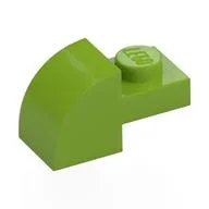 Brick Curved 1 x 2 x 1 with Curved Top / Lime
