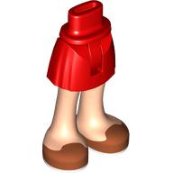 Lego Minidoll Hips and Short Skirt with Light Nougat Legs, Dark Orange Shoes print / Red