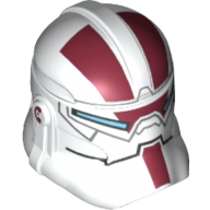 Lego Helmet Clone Trooper Phase 2, Closed Front, Light Blue Visor and Dark Red Markings Print (Jek-14)