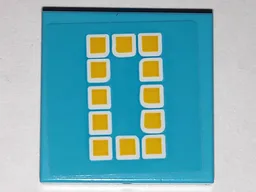 Tile 2 x 2 with Yellow Digital Number 0 Pattern (Sticker) - Set 41338 / Medium Azure