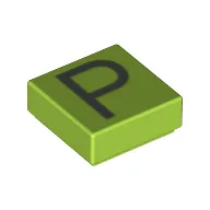 Tile 1 x 1 with letter Capital P Print / Lime