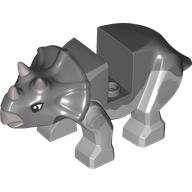 Lego Animal, Dinosaur, Triceratops Small with Light Bluish Grey Legs, Horns, Mouth, Black Eyes print / Dark Bluish Gray