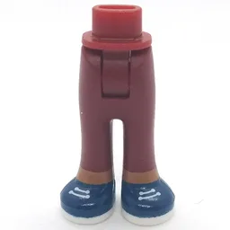 Minidoll Hips and Trousers with Back Pockets with Dark Blue Shoes, White Laces, Medium Nougat Legs / Dark Red