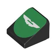 Brick Sloped 30° 1 x 1 x 2/3 with White Aston Martin Logo on Green background Print / Black