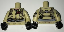 Torso Ghostbusters Jumpsuit with 'R.S.' ID Badge and Straps on Reverse Pattern / Tan Arms with Ghostbusters Pattern / Black Hands
