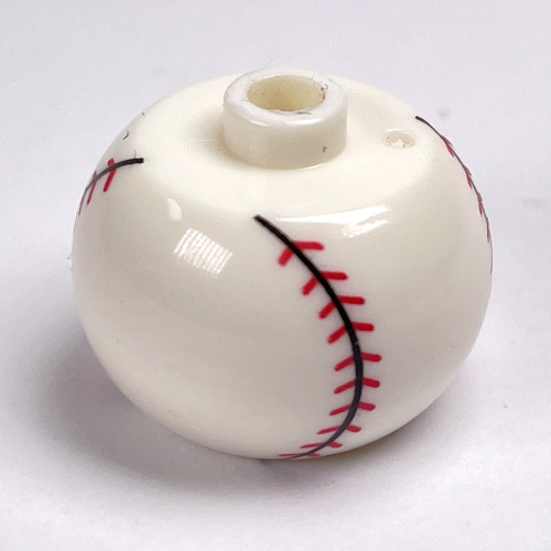 Lego Pen Bead, Round Orb with Baseball with Vertical Seam Print