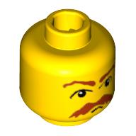 Lego Minifig Head Vernon Dursley, Moustache Brown Bushy Moustache and Eyebrows Print / Yellow