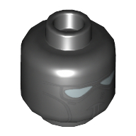 Lego Minifig Head Imperial Pilot, Face Mask and Silver Goggles Print [Hollow Stud] / Black