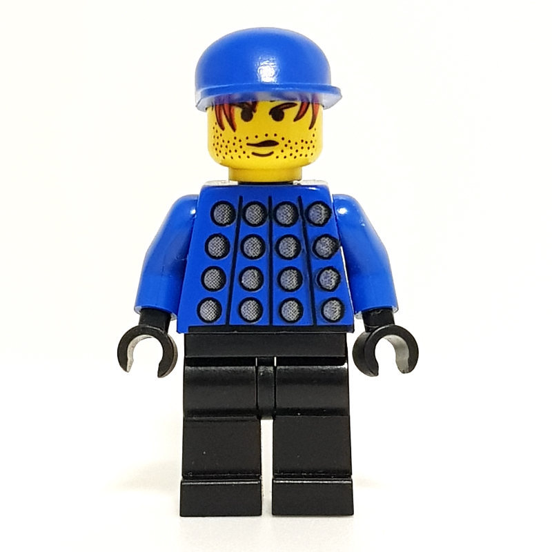 Lego Soccer Player Goalie Blue Torso with Silver print, Black Legs, Blue Cap