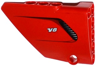 Lego Technic, Panel Fairing #13 Large Short Smooth, Side A with Air Intake and 'V8' Pattern (Sticker) - Set 8070