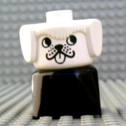 Duplo 2 x 2 x 2 Figure Brick Early, Dog, White Head, Looking Left Print / Black
