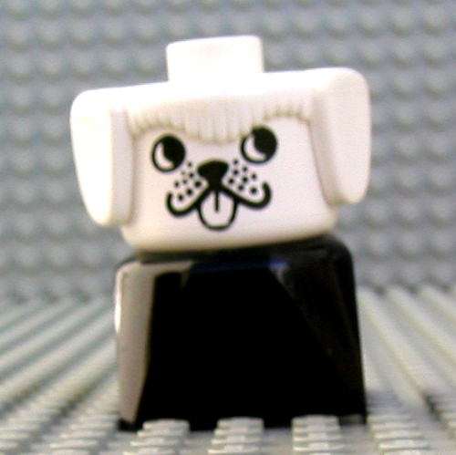Lego Duplo 2 x 2 x 2 Figure Brick Early, Dog, White Head, Looking Left Print / Black
