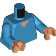Lego Torso Pixelated Nougat Neck Print, Dark Azure Arms, Nougat Hands / Dark Azure