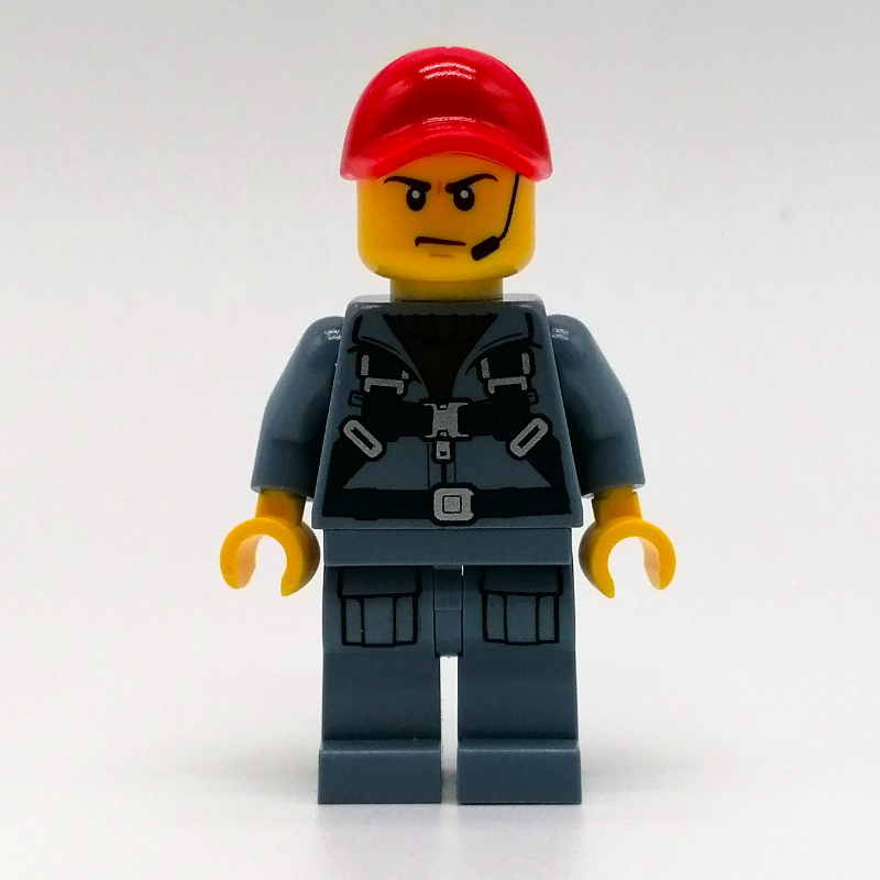 Lego Marine Explorer, Sand Blue Jumpsuit, Red Cap, Headset