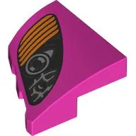 Brick Wedged, Curved 2 x 2 with Stud Notch Right with Black/Orange Headlight Print