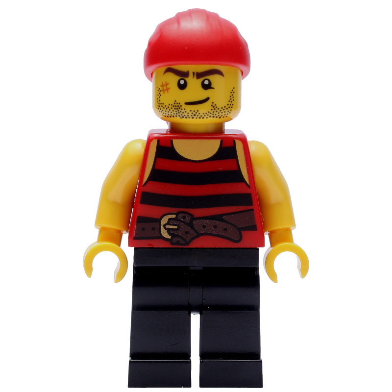 Lego Pirate - Red Stripes, Black Legs, Red Bandana, Scar