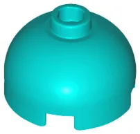Brick, Round 2 x 2 Dome Top / Dark Turquoise