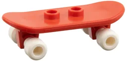 Minifigure, Utensil Skateboard with Mag Wheel Holders and White Mag Wheels