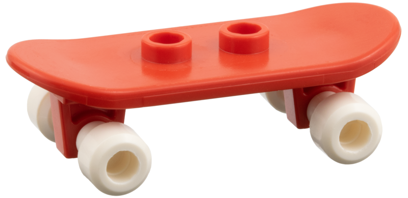 Lego Minifigure, Utensil Skateboard with Mag Wheel Holders and White Mag Wheels