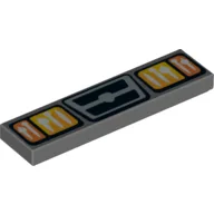 Tile 1 x 4 with Vehicle Square Headlights, Indicators and Grill Print / Dark Bluish Gray