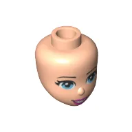 Minidoll Head, Blue Eyes, Pink Lips, Open Mouth Print / Light Nougat