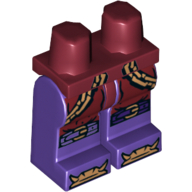Lego Hips and Dark Purple Legs with Copper Chains, Buckles on Knees and Bones on Feet Print / Dark Red