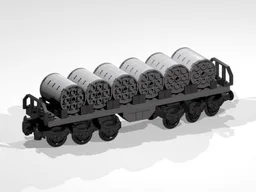 12-Wheel Flat Bed Car with Coils (long) V.2