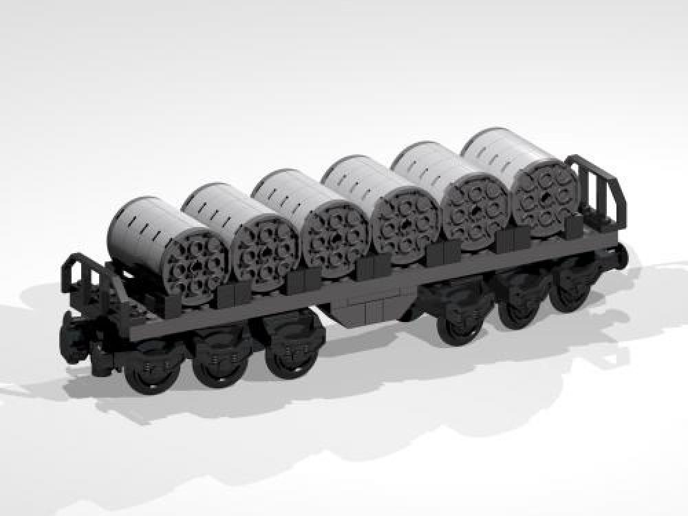 Lego 12-Wheel Flat Bed Car with Coils (long) V.2