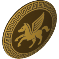 Lego Shield Round with Rounded Front and Gold Winged Horse Print