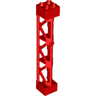 Lego Support 2 x 2 x 10 Girder Triangular Vertical - Type 4 - 3 Posts, 3 Sections / Red