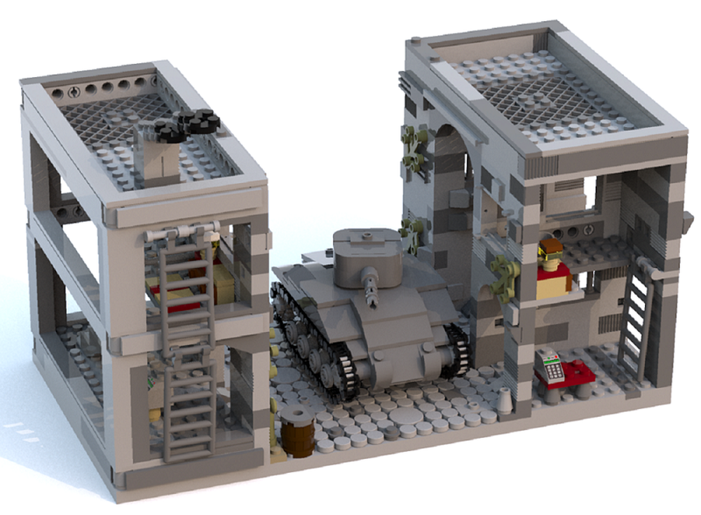Lego WW2 Town of Carentan and Sherman Tank