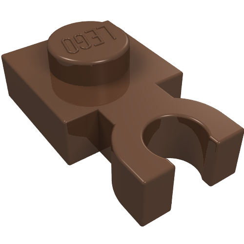 Lego Plate Special 1 x 1 with Clip Vertical [Thick U Clip] / Brown