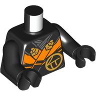 Lego Torso Robe, Orange Panels, Gold Decorations print, Black Arms and Hands / Black