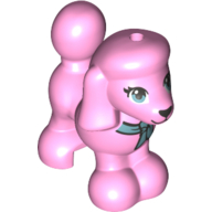 Lego Animal, Dog, Poodle with Medium Blue Ribbon / Bright Pink