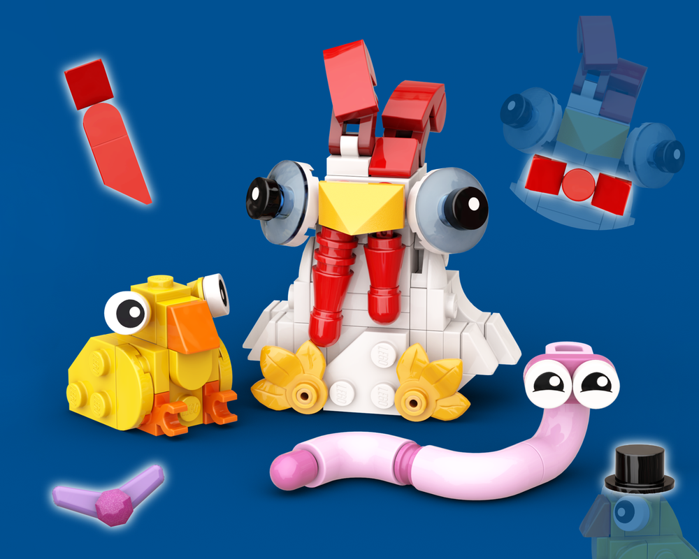Lego Crazy-Eyed Chicken - with fantasy wattle options