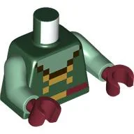 Torso, Pixelated Sand Green Collar, Dark Brown Trim, Gold Laces, Dark Red Belt Print, Sand Green Arms, Dark Red Hands / Dark Green