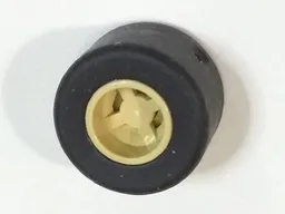 Wheel 8mm D. x 9mm for Slicks, Hole Notched for Wheels Holder Pin with Black Tire Smooth Small Wide Slick (30027b / 30028) / Tan