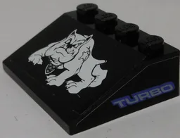 Slope 33 3 x 4 with Bulldog (Pit Bull) and 'TURBO' on Both Sides Pattern (Stickers) - Set 8182
