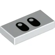 Tile 1 x 2 with Oval Black Eyes Print / White