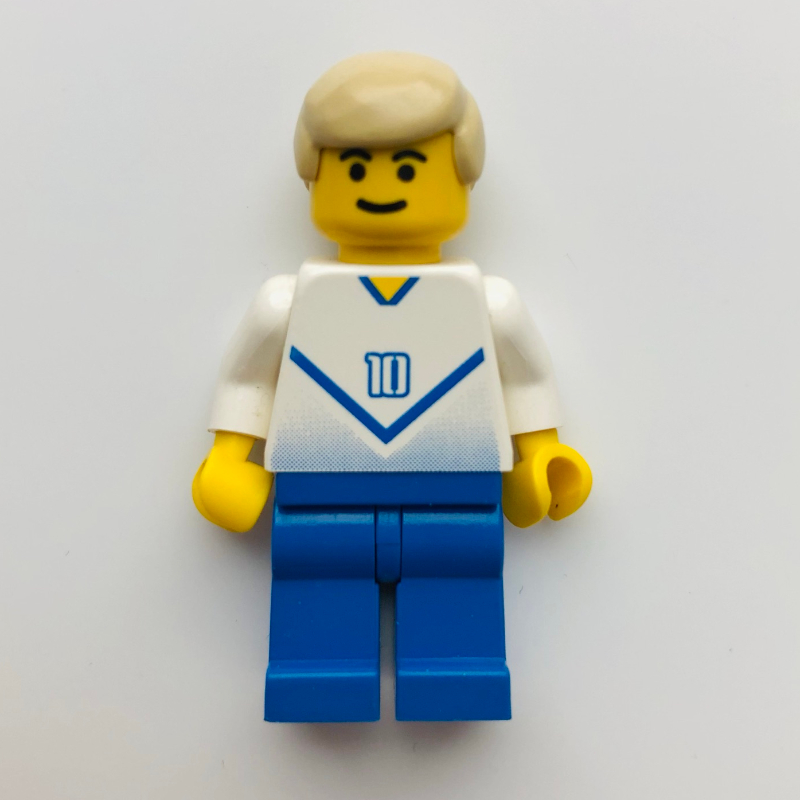 Lego Soccer Player White Torso, Blue Legs #10
