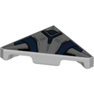 Tile 45° Cut 2 x 2 (Triangle) with Silver/Dark Blue Pattern Print / Light Bluish Gray