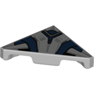 Lego Tile 45° Cut 2 x 2 with Silver/Dark Blue Pattern Print / Light Bluish Gray