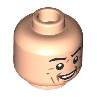 Lego Minifig Head Dr. Alan Grant, Black Eyebrows, Nougat Wrinkles, Open Mouth Annoyed/Black Sunglasses with Gold Frame / Light Nougat
