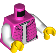 Lego Torso Bodywarmer with White Undershirt Print, White Arms, Yellow Hands / Dark Pink