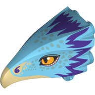 Lego Animal Body Part, Bird Head Upper Jaw with Dark Tan Beak and Purple Feathers Print (Occamy) / Medium Azure